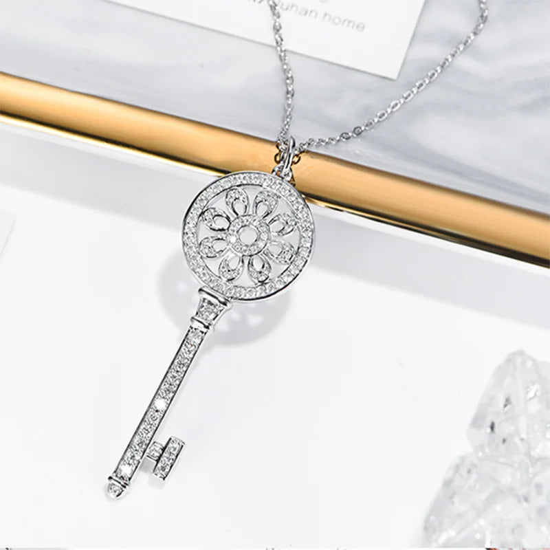 sterling silver jewelry - White Silver Pendant Necklace SLM0001N-0.5 CT-45 cm detail view