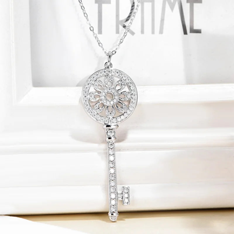 sterling silver jewelry - White Silver Pendant Necklace SLM0001N-0.5 CT-45 cm side view