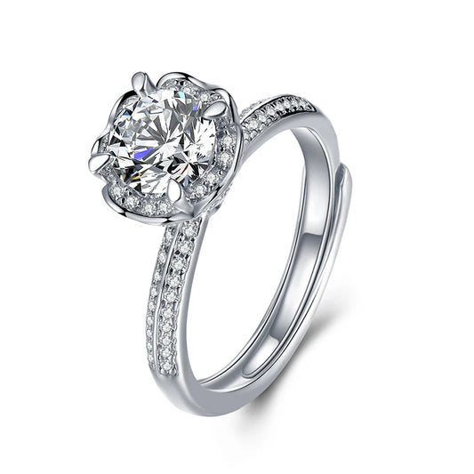 sterling silver jewelry - 925 Silver Ring SLM0011R-1.0 CT-AJ front view