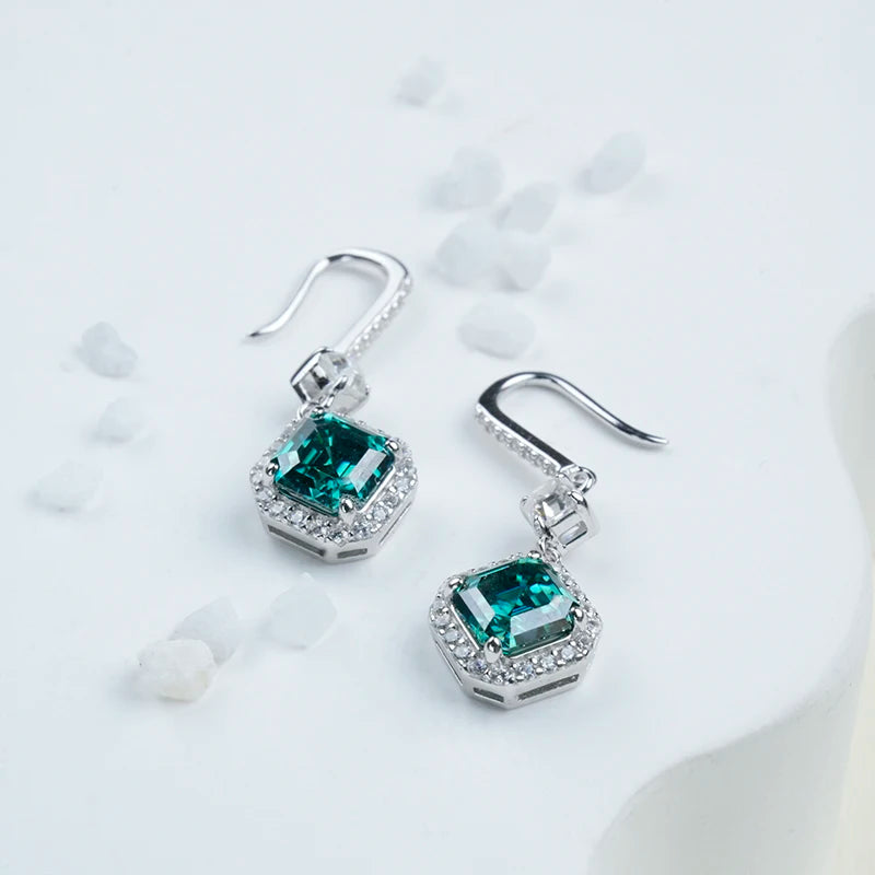 sterling silver jewelry - 925 Silver Earrings SLM0001E-Green side view