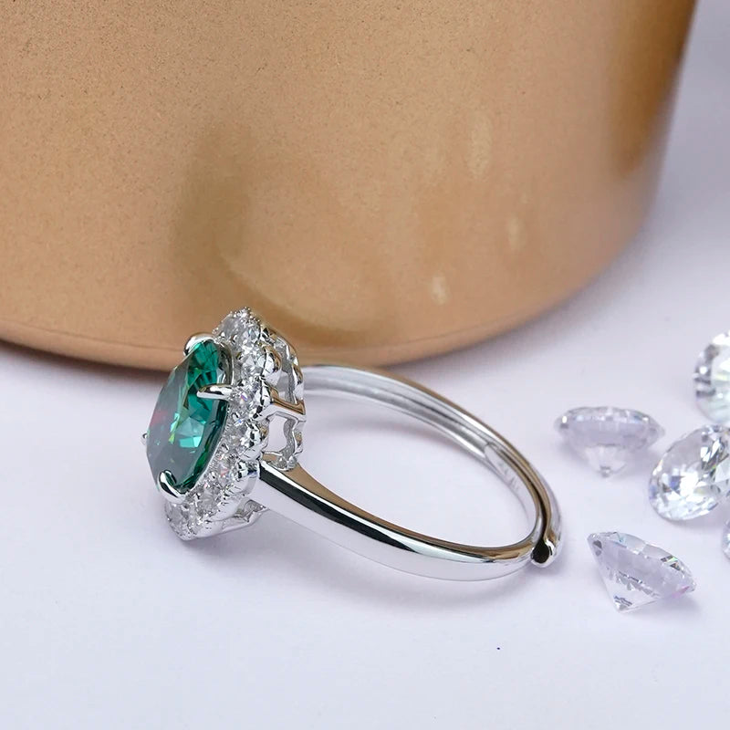 sterling silver jewelry - 925 Green Silver Ring SLM0019R-Green-AJ detail view