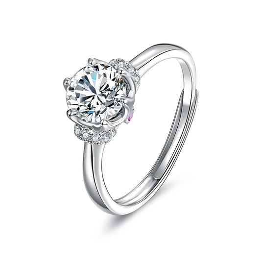 sterling silver jewelry - 925 Silver Ring SLM0021R-2.0 CT-AJ front view