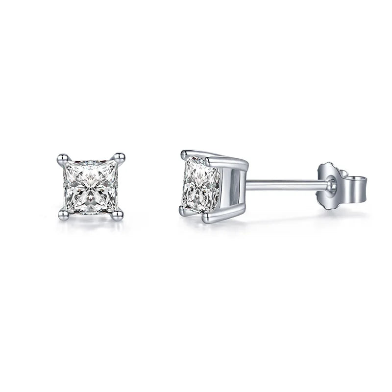 sterling silver jewelry - 925 Silver Earrings SLM0006E-0.5CT * 2 front view