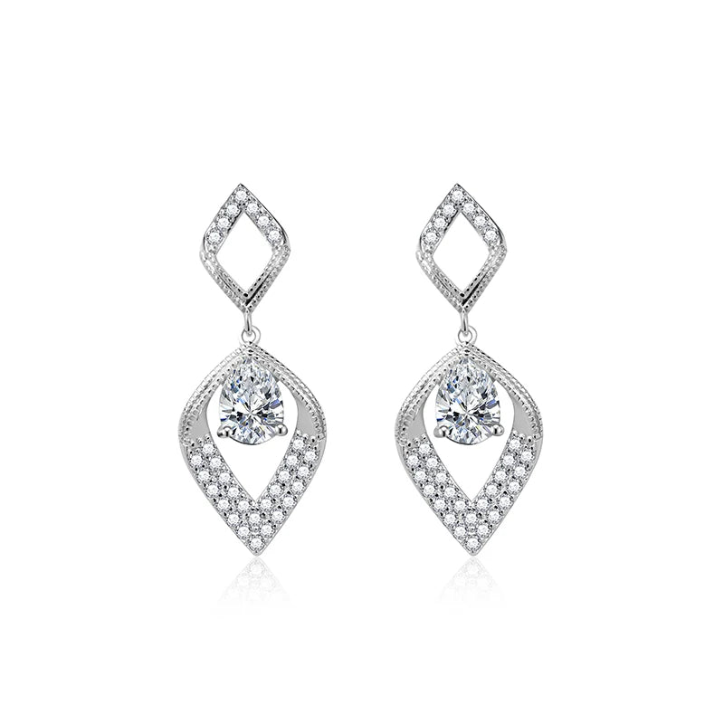 sterling silver jewelry - 925 Silver Earrings SLM0009E-0.8 CT * 2 front view