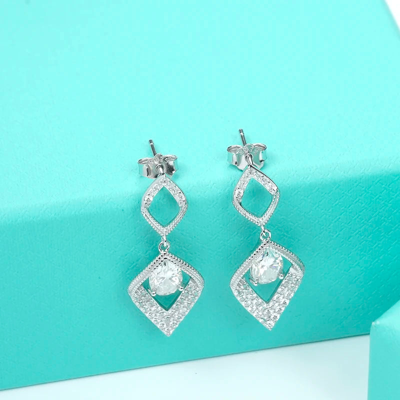sterling silver jewelry - 925 Silver Earrings SLM0009E-0.8 CT * 2 open view
