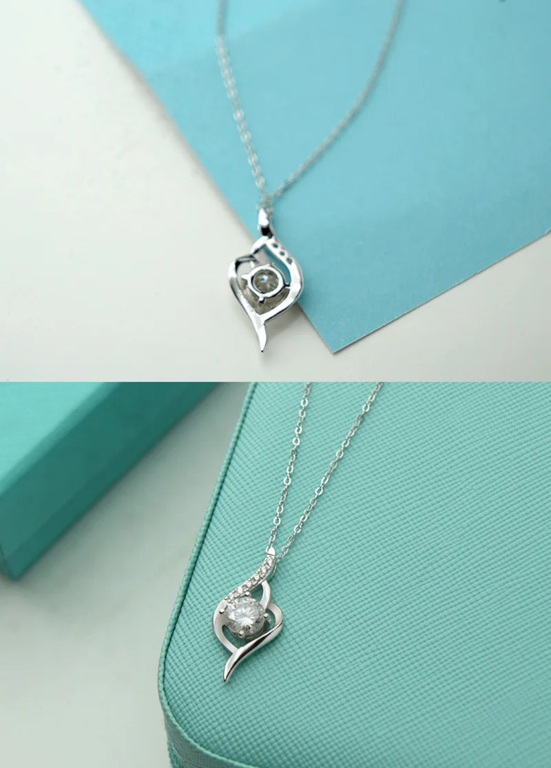 sterling silver jewelry - 925 Silver Pendant Necklace SLM0023N-1 CT-45cm AJ detail view