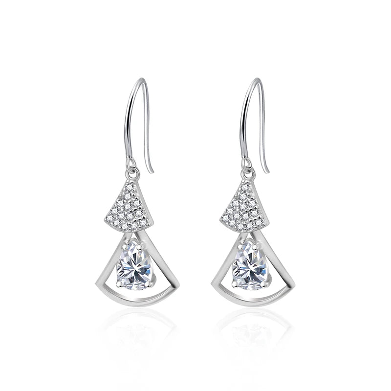 sterling silver jewelry - 925 Silver Earrings SLM0011E-0.5 CT * 2 front view