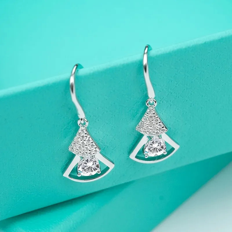 sterling silver jewelry - 925 Silver Earrings SLM0011E-0.5 CT * 2 open view