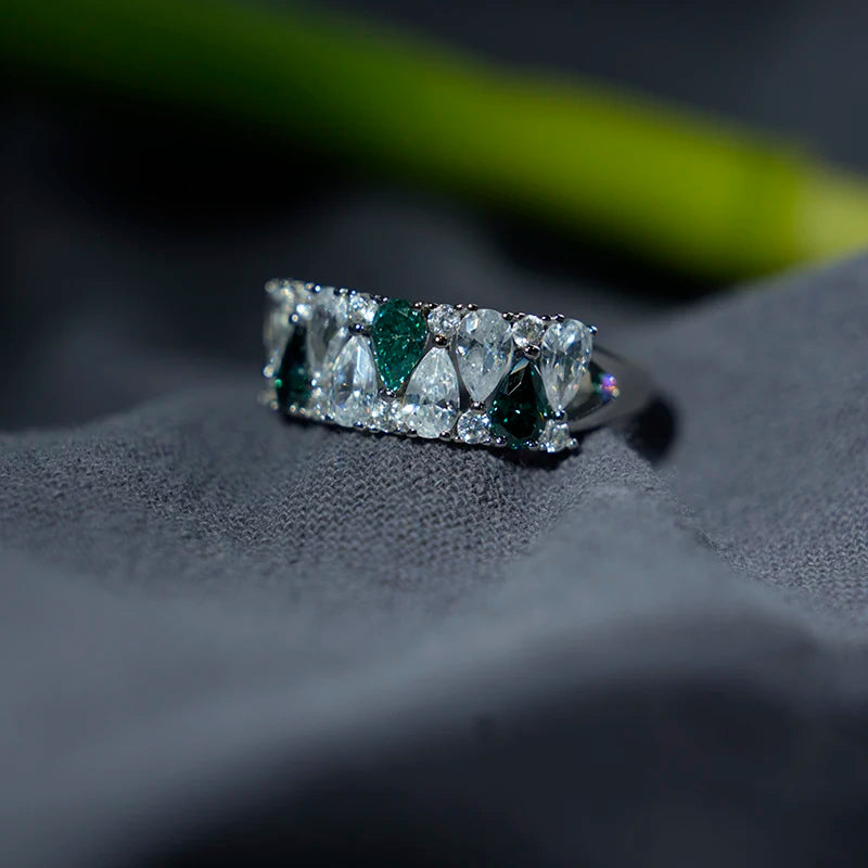sterling silver jewelry - Silver Blue Ring SLM0024R-Blue-AJ detail view