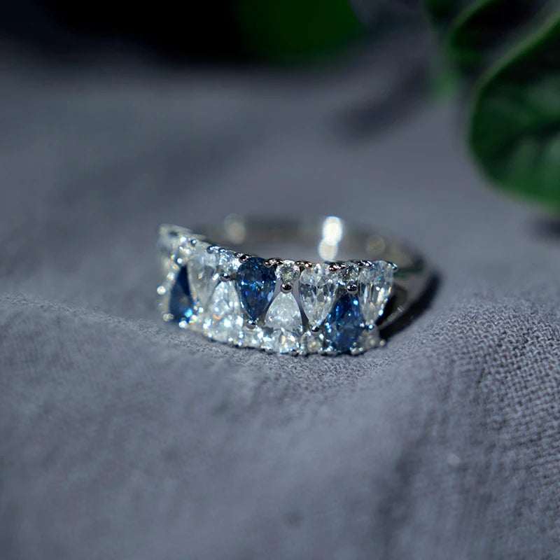 sterling silver jewelry - Silver Blue Ring SLM0024R-Blue-AJ product view 06
