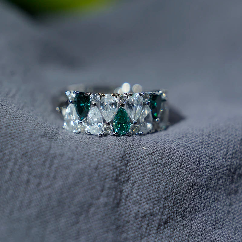sterling silver jewelry - Silver Blue Ring SLM0024R-Blue-AJ side view