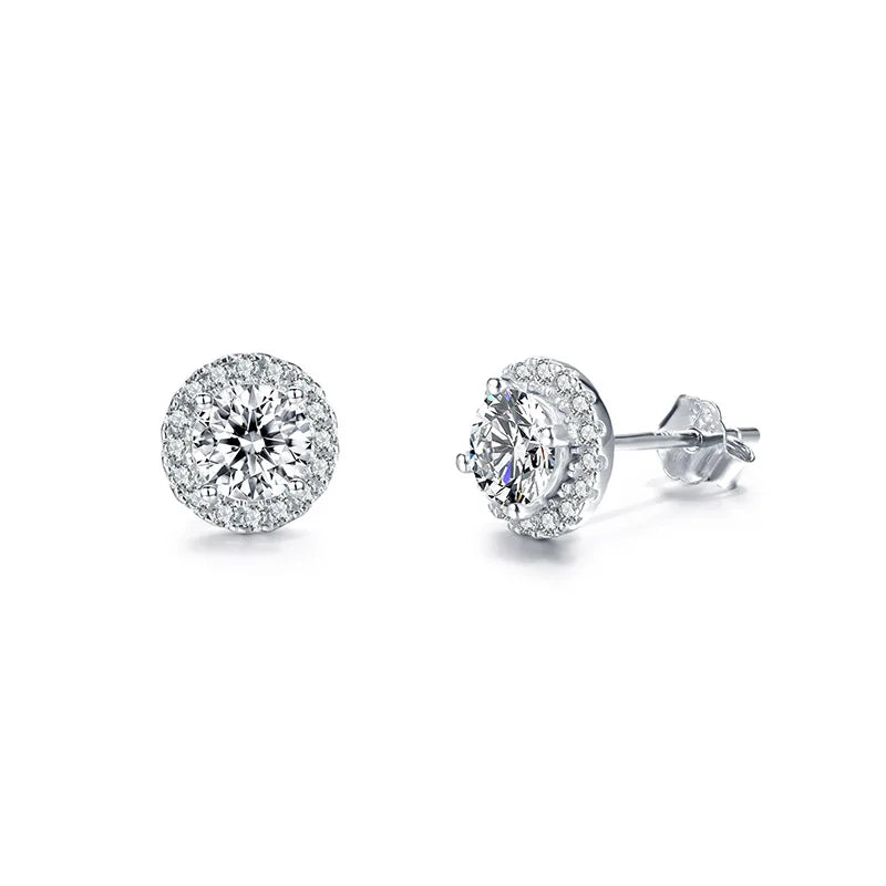 sterling silver jewelry - 925 Silver Earrings SLM0013E-0.5CT * 2 front view