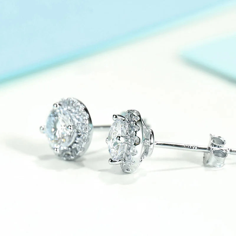 sterling silver jewelry - 925 Silver Earrings SLM0013E-0.5CT * 2 side view