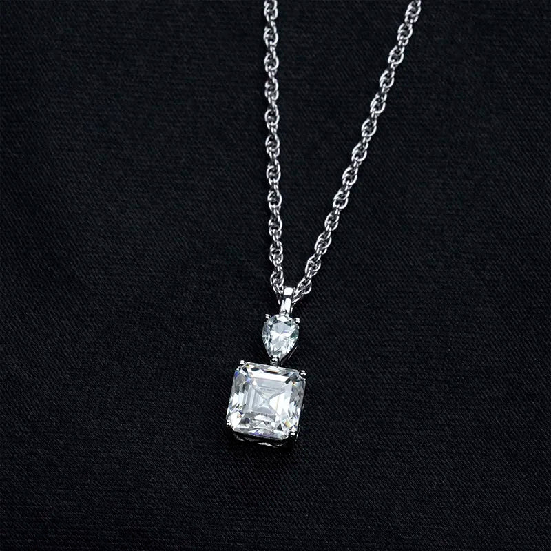 sterling silver jewelry - 925 Silver Necklace Pendant SLM0032N-White-40-45cm AJ side view