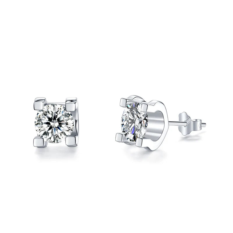 sterling silver jewelry - 925 Silver Earrings SLM0014E-0.5CT * 2 front view
