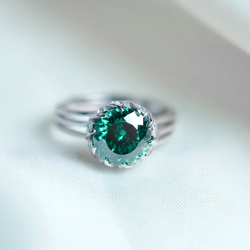 sterling silver jewelry - 925 Silver Ring SLM0030R-Green-AJ side view