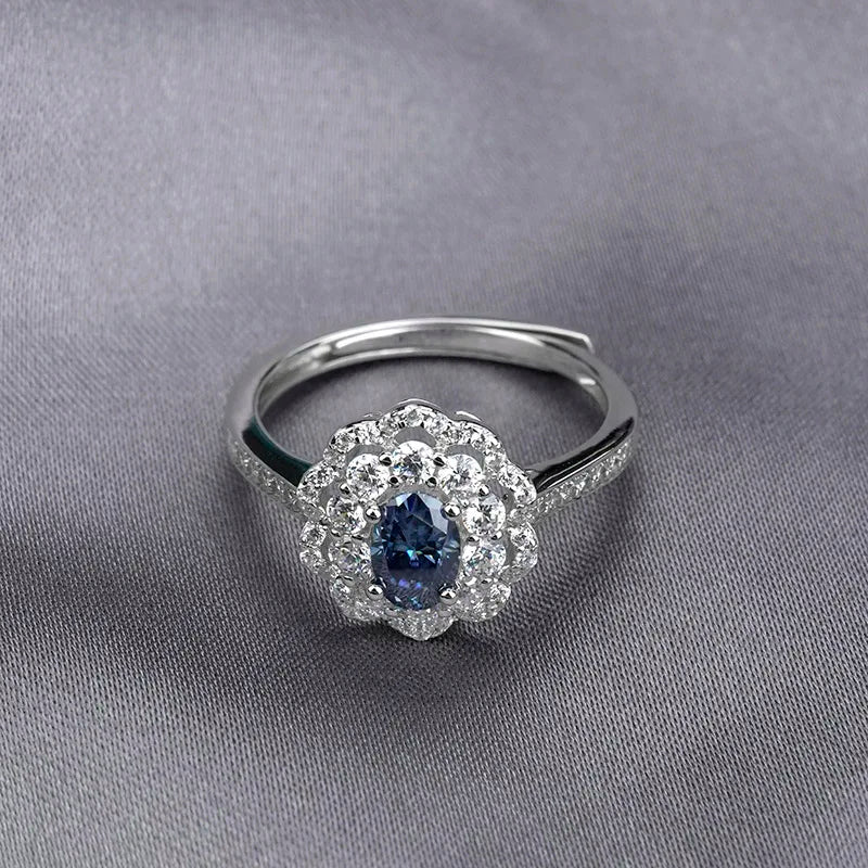sterling silver jewelry - 925 Blue Green Ring SLM0031R-Blue-AJ detail view
