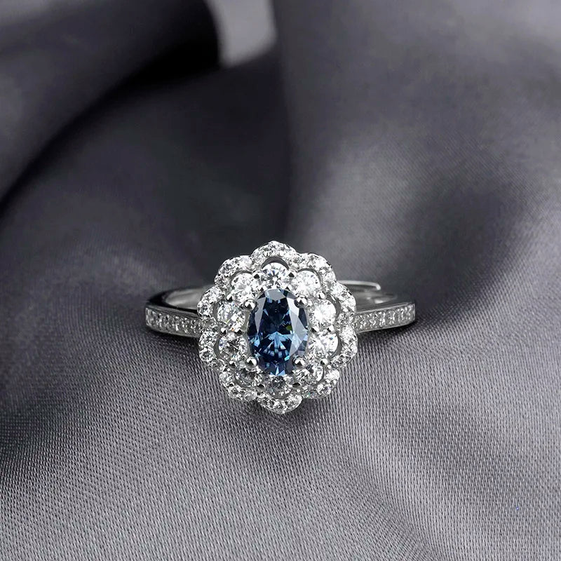 sterling silver jewelry - 925 Blue Green Ring SLM0031R-Blue-AJ side view