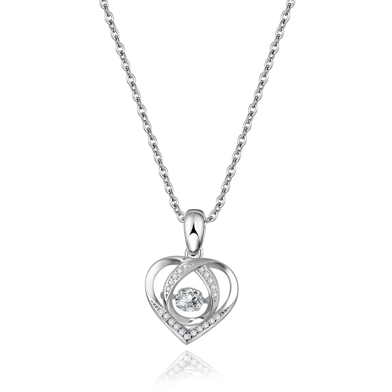 sterling silver jewelry - Silver Pendant Necklace SLM0035N-White-40-45cm AJ front view