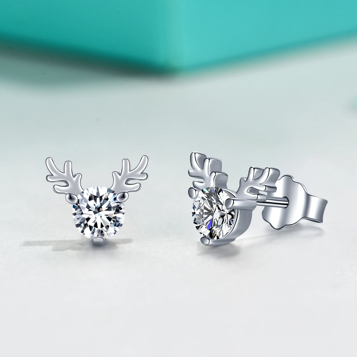 sterling silver jewelry - 925 Silver Earrings SLM0008E-0.3ct*2-White open view