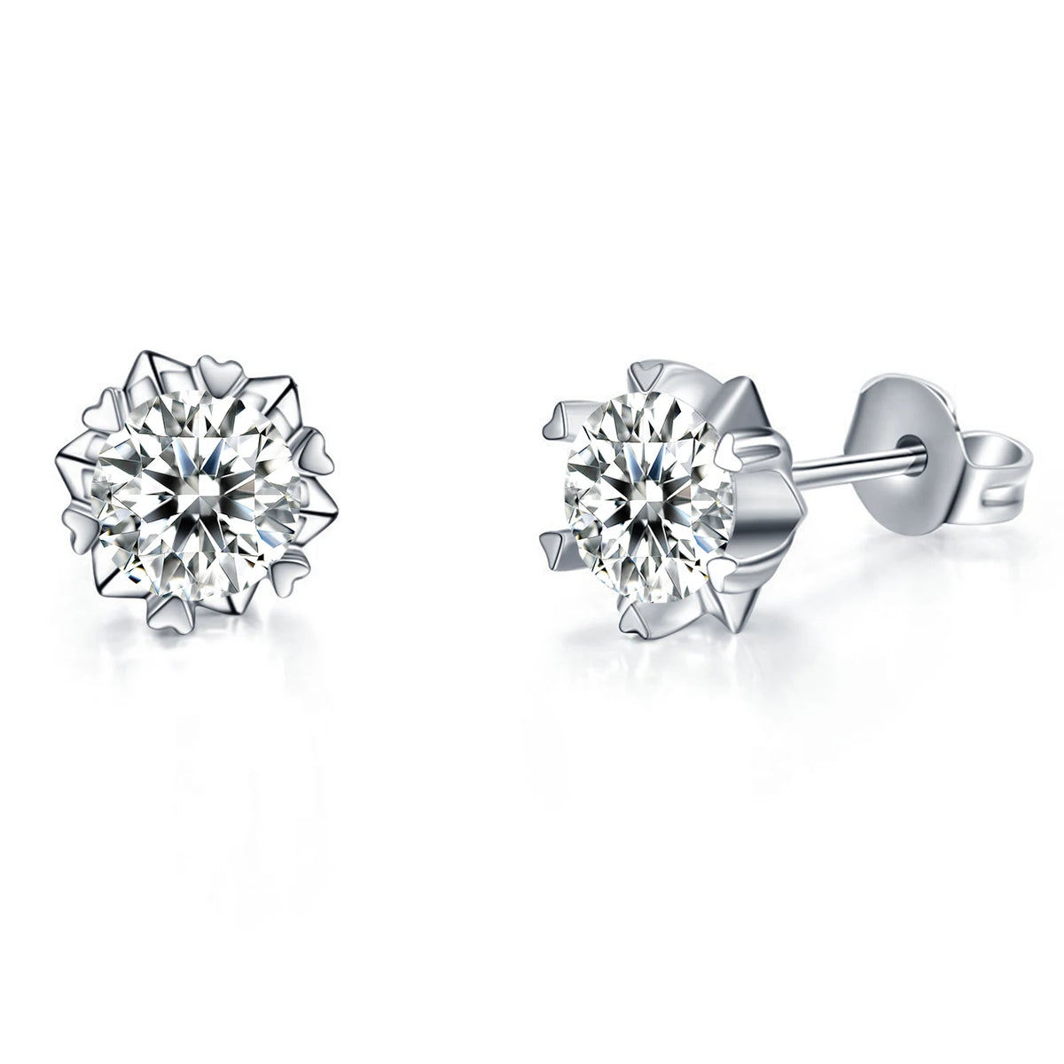 sterling silver jewelry - 925 Silver Earrings SLM0016E-1ct*2-White front view
