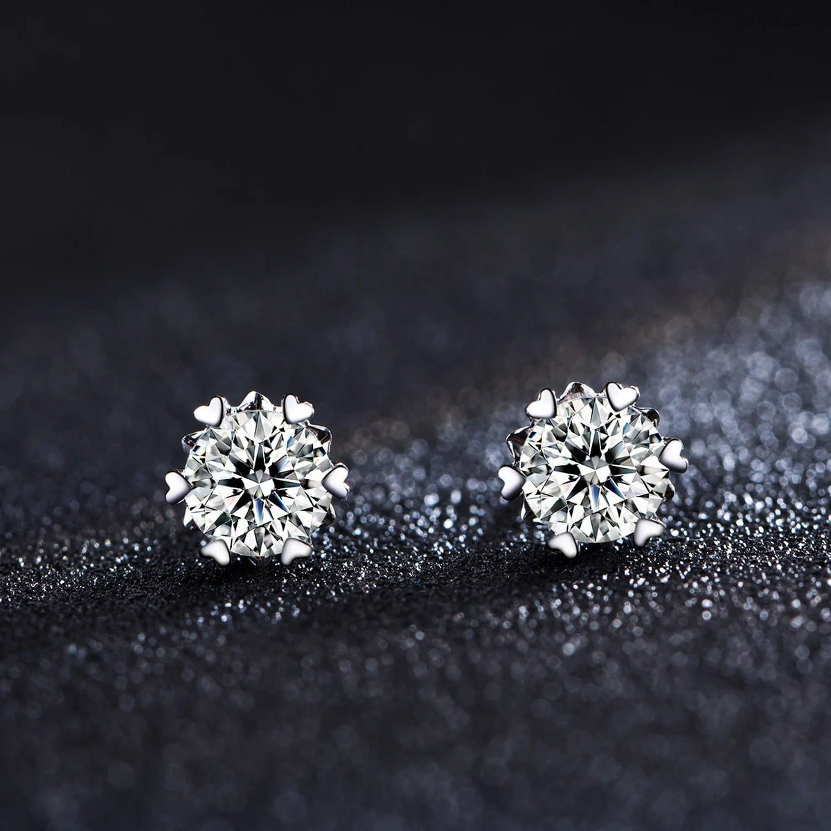 sterling silver jewelry - 925 Silver Earrings SLM0016E-1ct*2-White product view 06