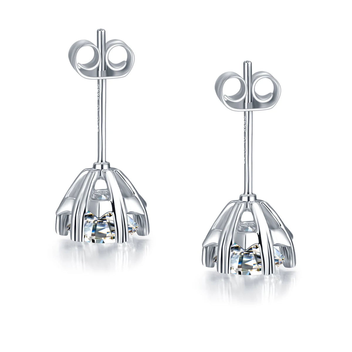 sterling silver jewelry - 925 Silver Earrings SLM0016E-1ct*2-White side view