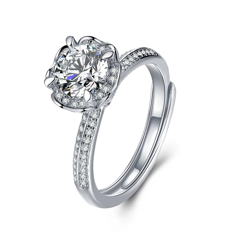 sterling silver jewelry - 925 Silver Ring SLM0034R-1.0 CT-AJ front view