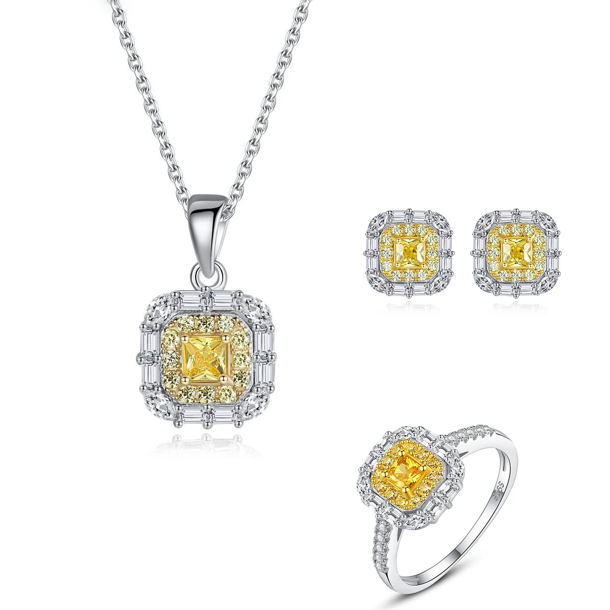 sterling silver jewelry - 925 Silver White Ring Necklace Earring SLZ0005SET-TLTZ032-6 product view 11