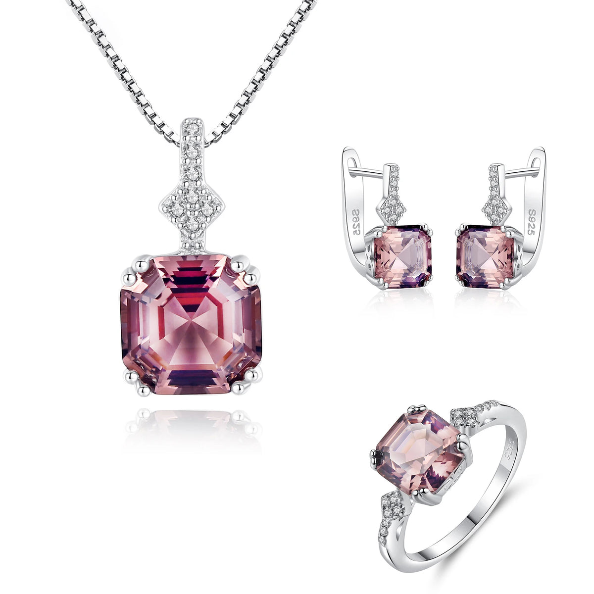 sterling silver jewelry - 925 Silver White Ring Necklace Earring SLZ0005SET-TLTZ032-6 product view 13