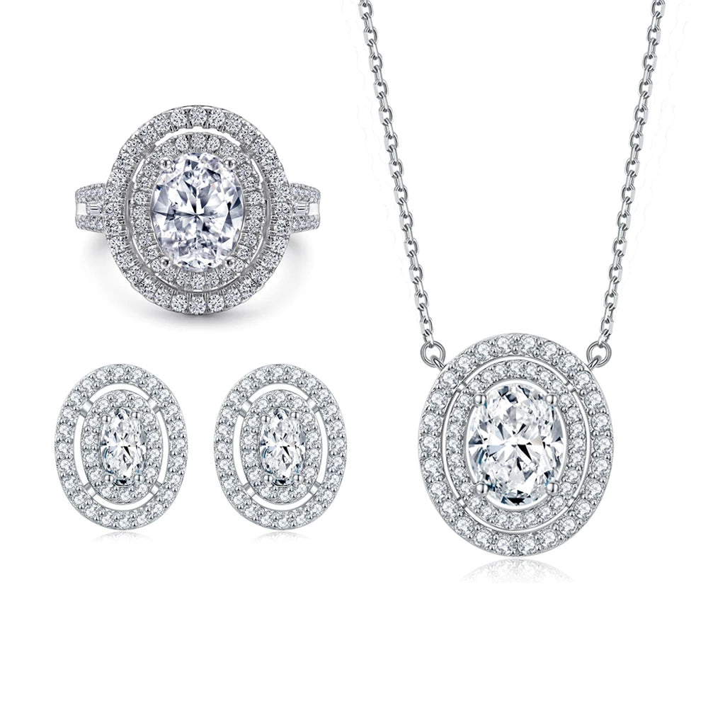sterling silver jewelry - 925 Silver White Ring Necklace Earring SLZ0005SET-TLTZ032-6 product view 23