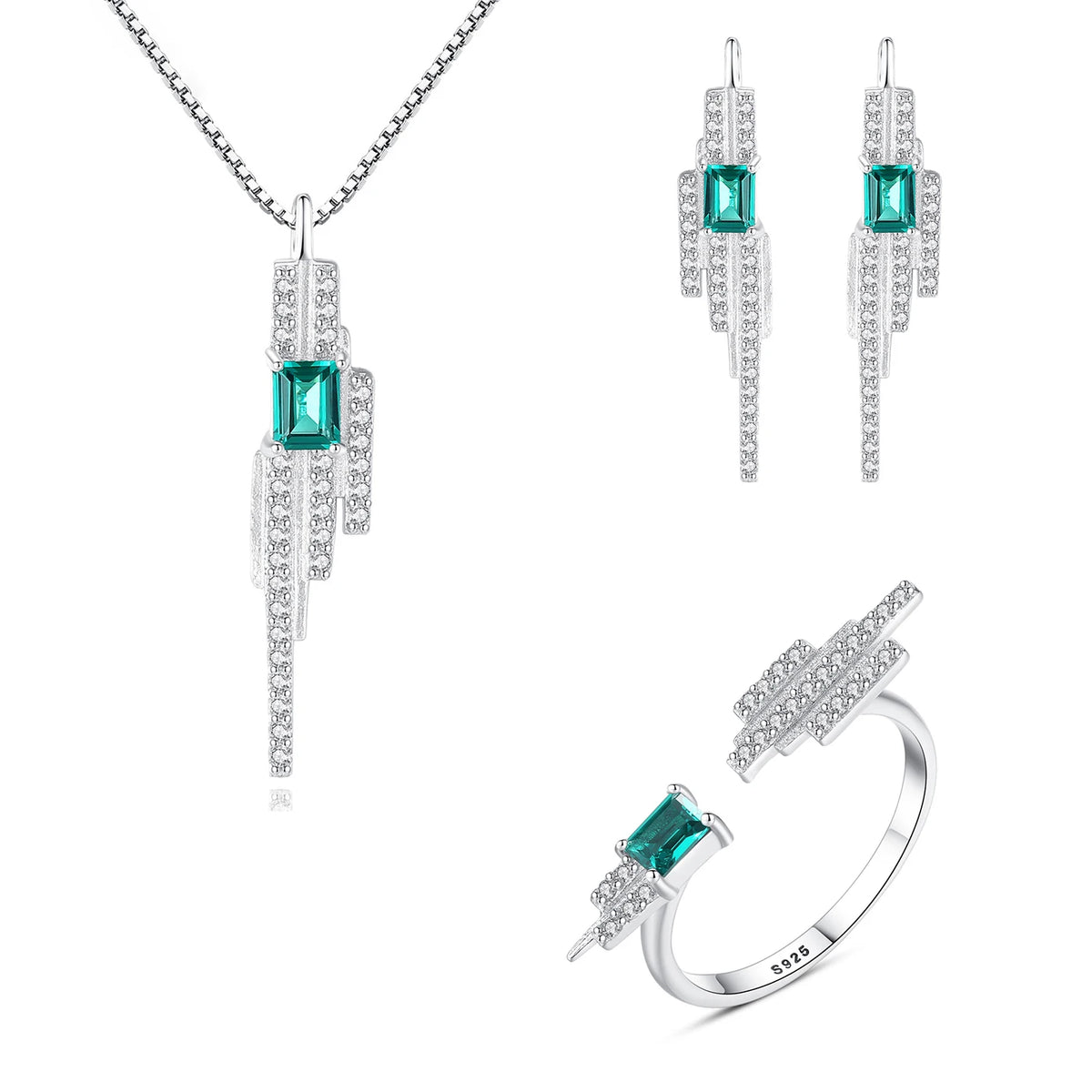 sterling silver jewelry - 925 Silver Ring Necklace Earring SLZ0004SET-SS-JS07-7 product view 08