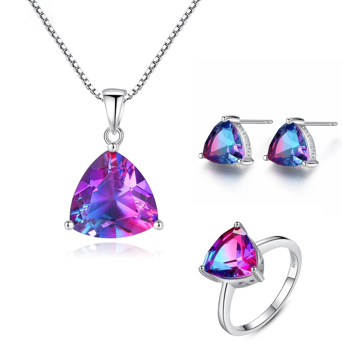 sterling silver jewelry - 925 Silver Ring Necklace Earring SLZ0004SET-SS-JS07-7 product view 11
