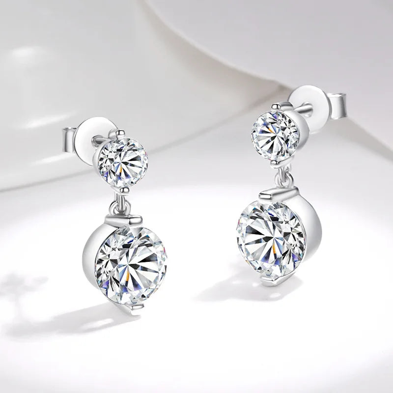 sterling silver jewelry - 925 Silver White Earring Earrings SLM0041E-silver earring studs side view