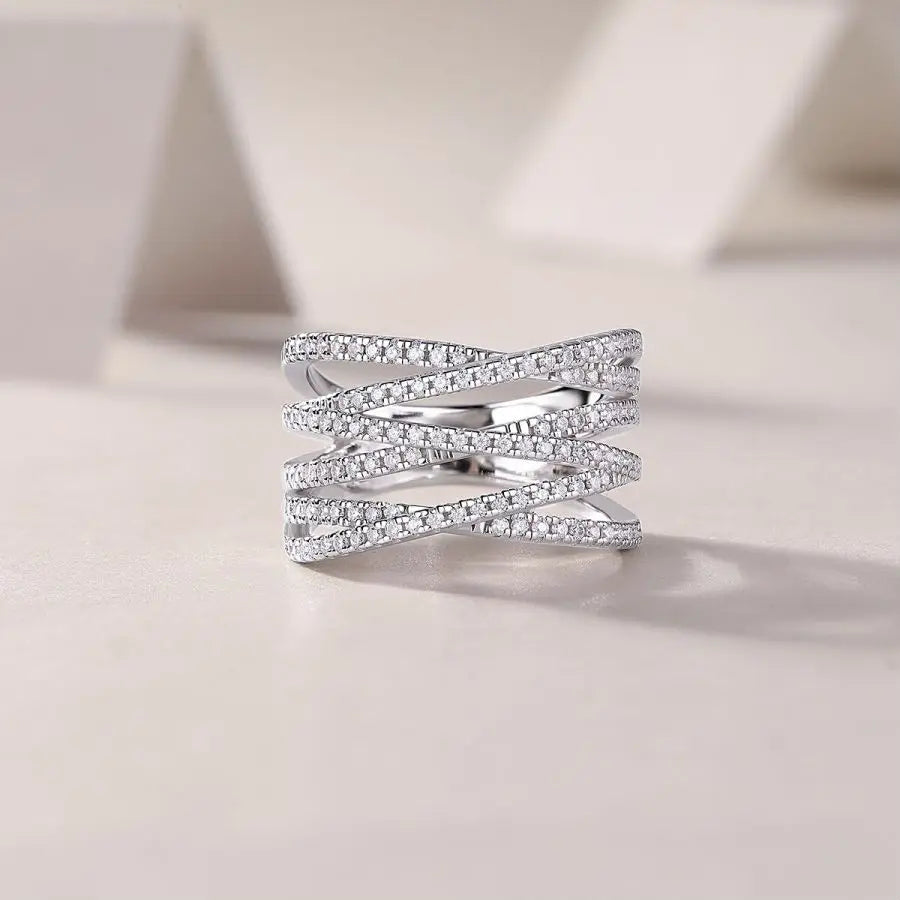 sterling silver jewelry - 925 Silver Ring SLM0098R-White-6 detail view