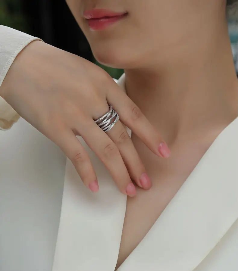 sterling silver jewelry - 925 Silver Ring SLM0098R-White-6 product view 06