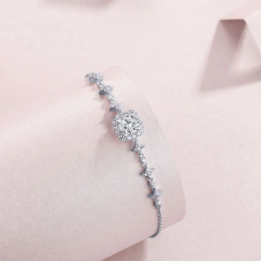 sterling silver jewelry - 925 Silver Necklace Bracelet SLM0011B-White detail view