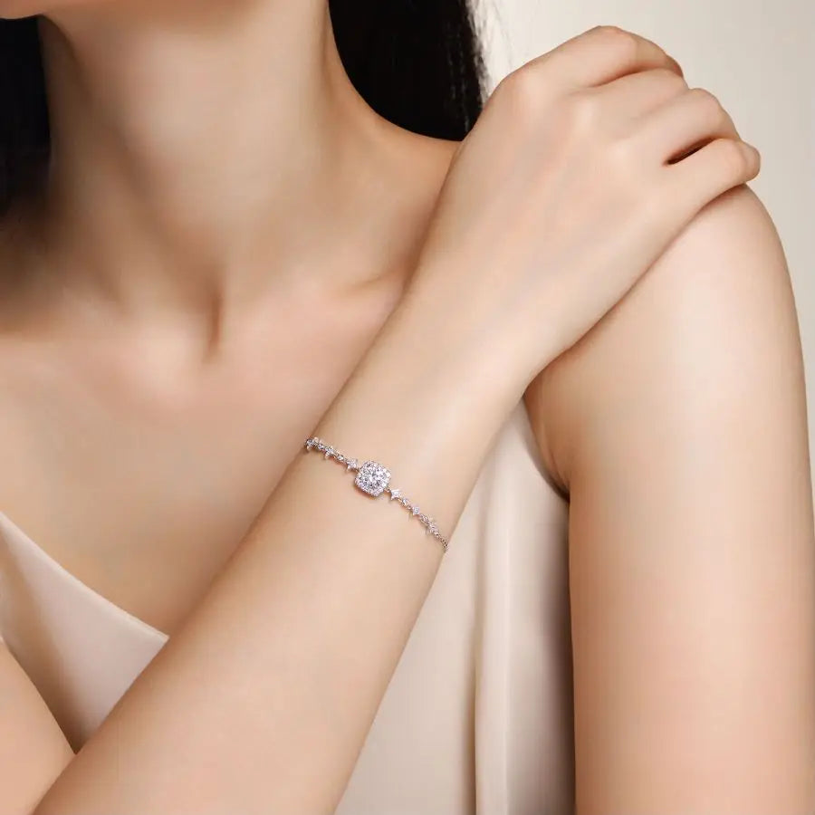 sterling silver jewelry - 925 Silver Necklace Bracelet SLM0011B-White product view 05