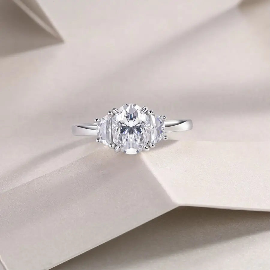 sterling silver jewelry - 925 Silver Ring SLM0097R-White-6 detail view