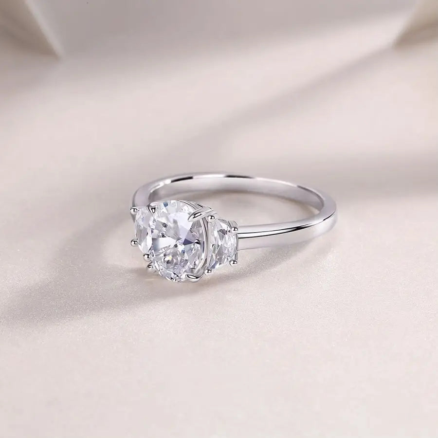 sterling silver jewelry - 925 Silver Ring SLM0097R-White-6 side view