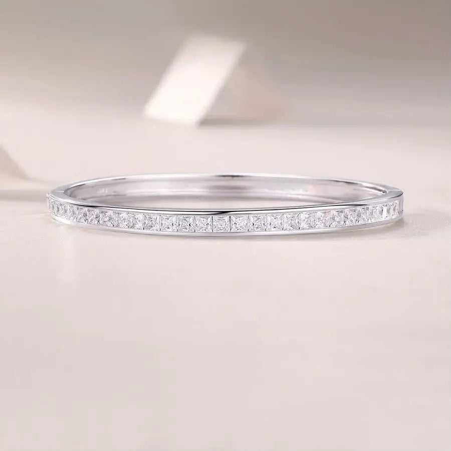 sterling silver jewelry - Silver White Bracelet SLM0009B-White detail view