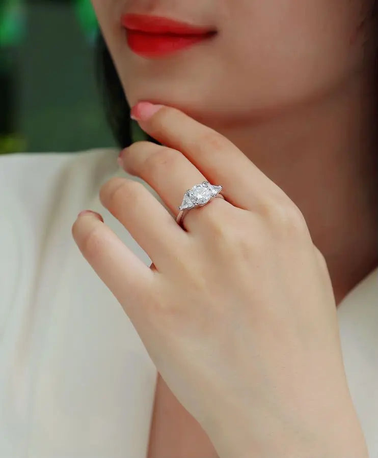 sterling silver jewelry - Silver Ring SLM0110R-White-6 product view 05