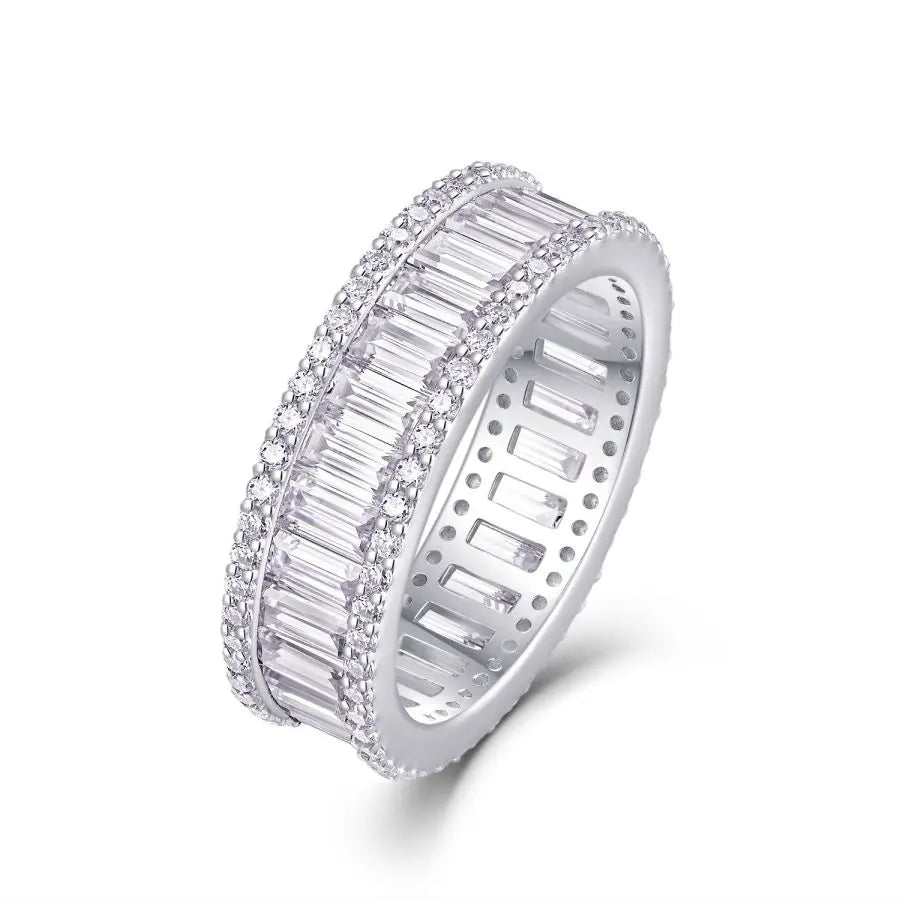 sterling silver jewelry - Silver White Ring SLM0104R-White-6 front view