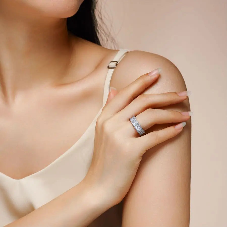 sterling silver jewelry - Silver White Ring SLM0104R-White-6 product view 06