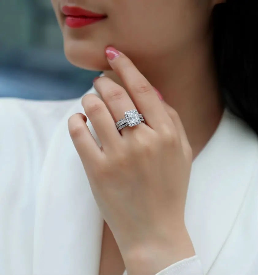 sterling silver jewelry - 925 Silver Ring SLM0105R-White-6 product view 05