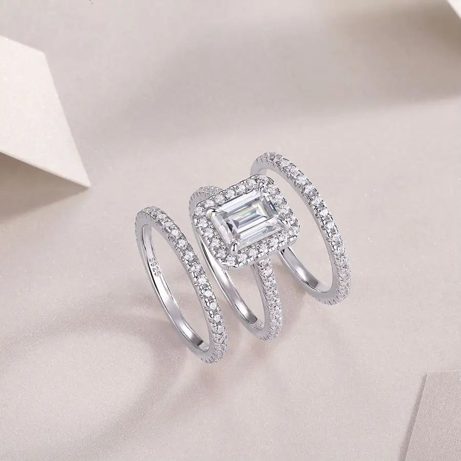 sterling silver jewelry - 925 Silver Ring SLM0105R-White-6 side view