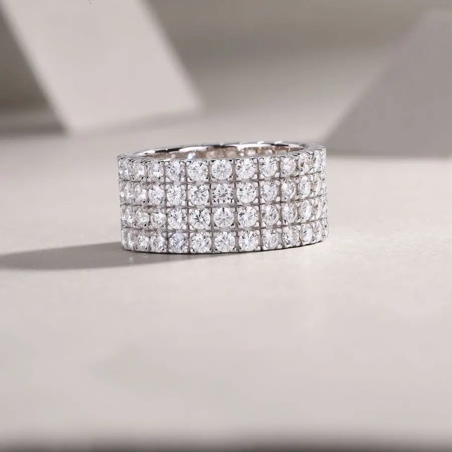 sterling silver jewelry - 1pc Silver Ring SLM0109R-White-6 side view