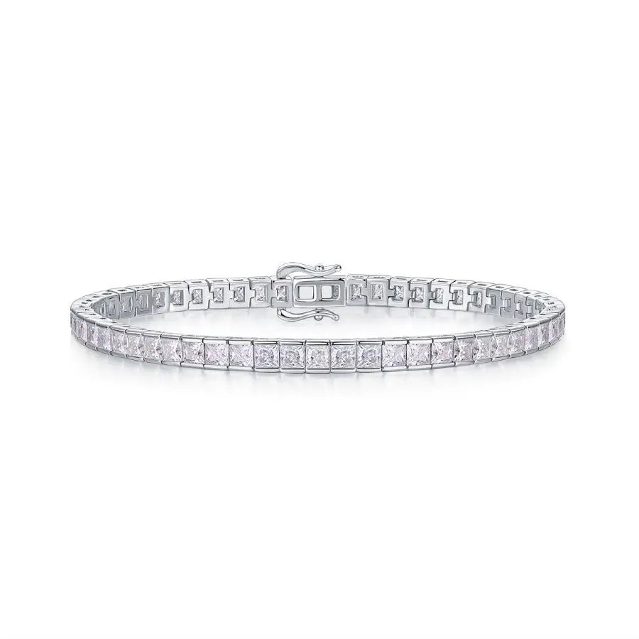 sterling silver jewelry - 925 Silver Bracelets Bracelet SLM0020B-White-16.5cm front view