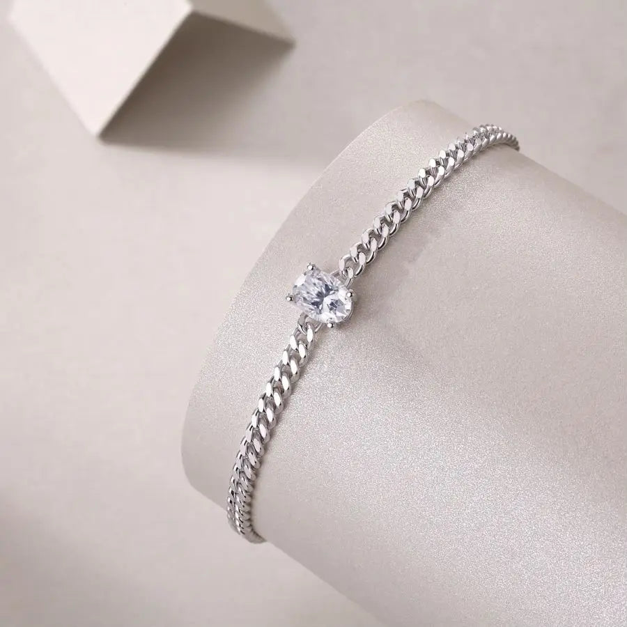 sterling silver jewelry - Bracelet SLM0017B-White-21cm detail view