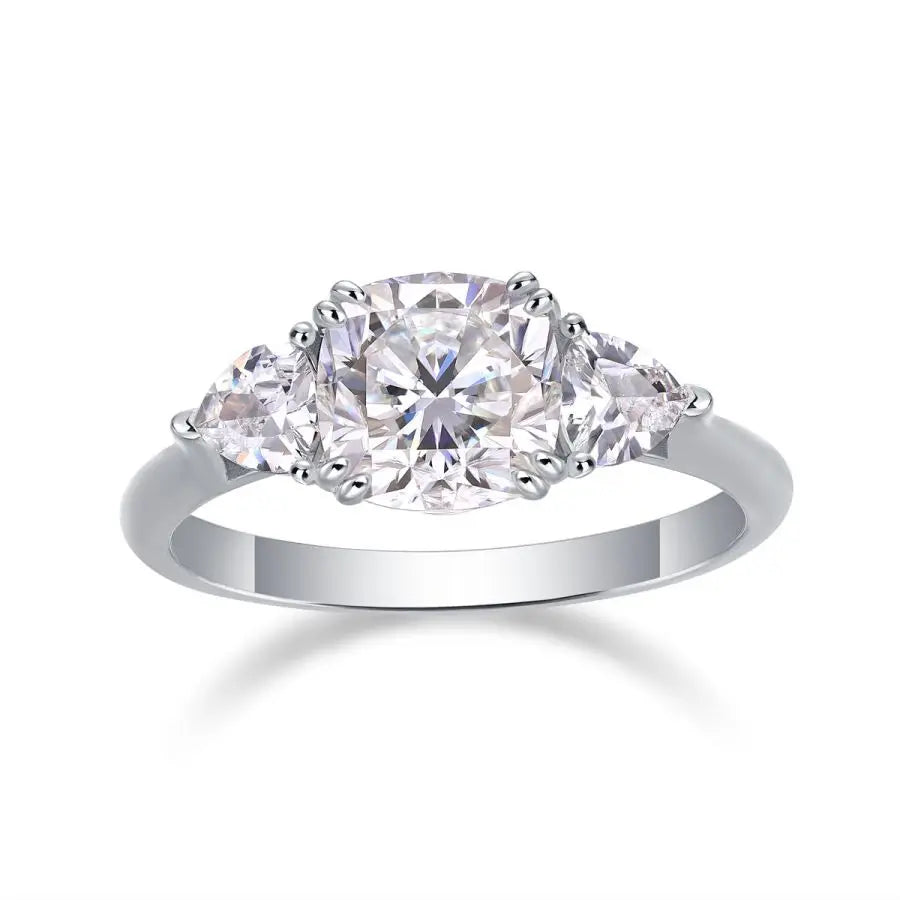 sterling silver jewelry - Silver White Ring SLM0122R-White-6 front view